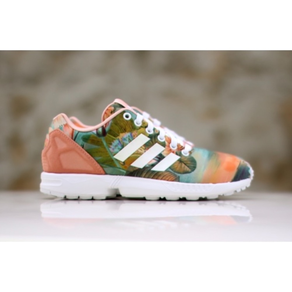 Adidas ZX FLUX Tropical Print Sneakers.